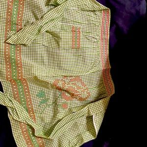 Vintage hand made cotton cross stitched apron